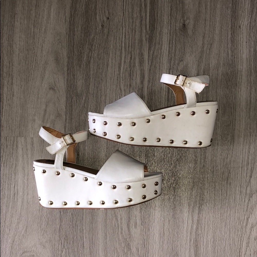Deena & Ozzy White Gold Stud Platform Shoes